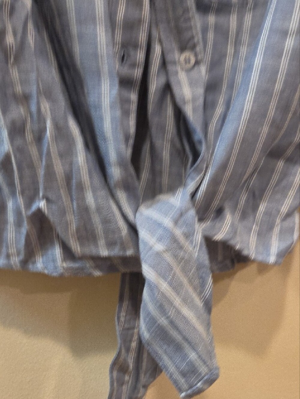 Blush Blue and White Striped Tie-Front Shirt - Picture 3 of 11